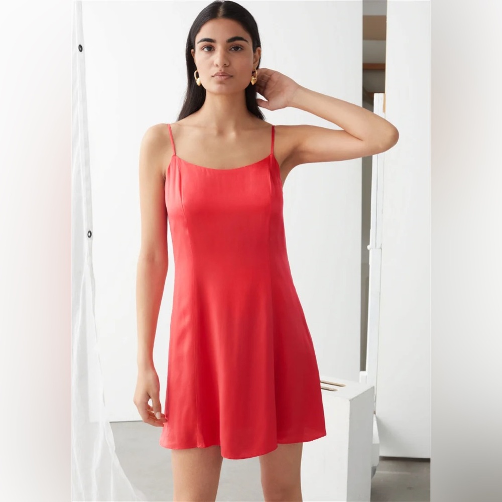 & Other Stories Satin Mini Slip Dress in Red Los Angeles Atelier - 4